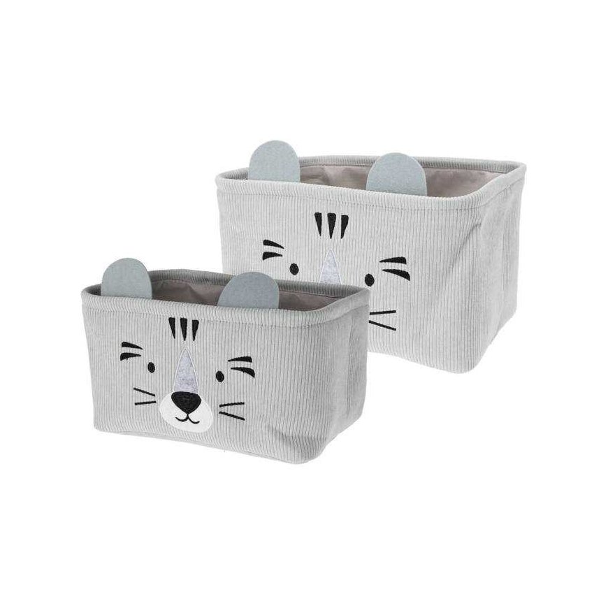 Home Styling Collection CUTIE žaislų konteineriai su ausytėmis, velvetas, 2 vnt
