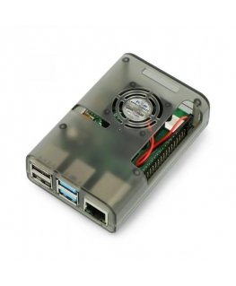 Oem Raspberry Pi 4B korpusas su ventiliatoriumi - pilka