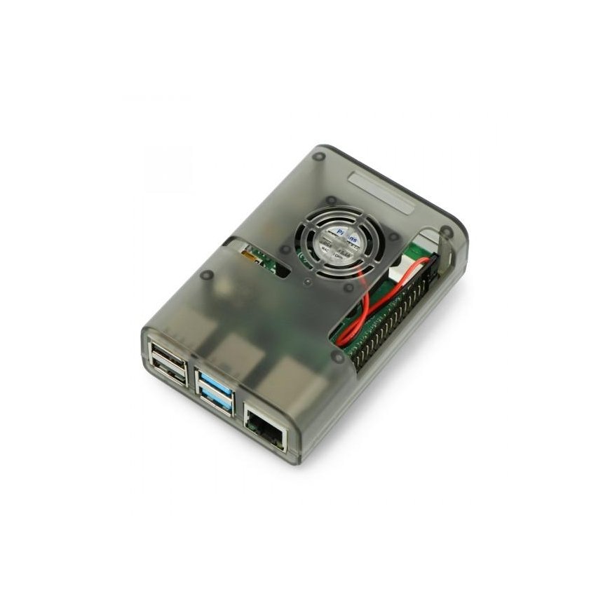 OEM Raspberry Pi 4B -kotelo tuulettimella - harmaa