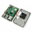 Oem Raspberry Pi 4B korpusas su ventiliatoriumi - pilka
