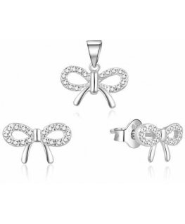 Moiss Gentle sidabrinis papuošalų rinkinys Bows S0000259 (pakabukas, auskarai)