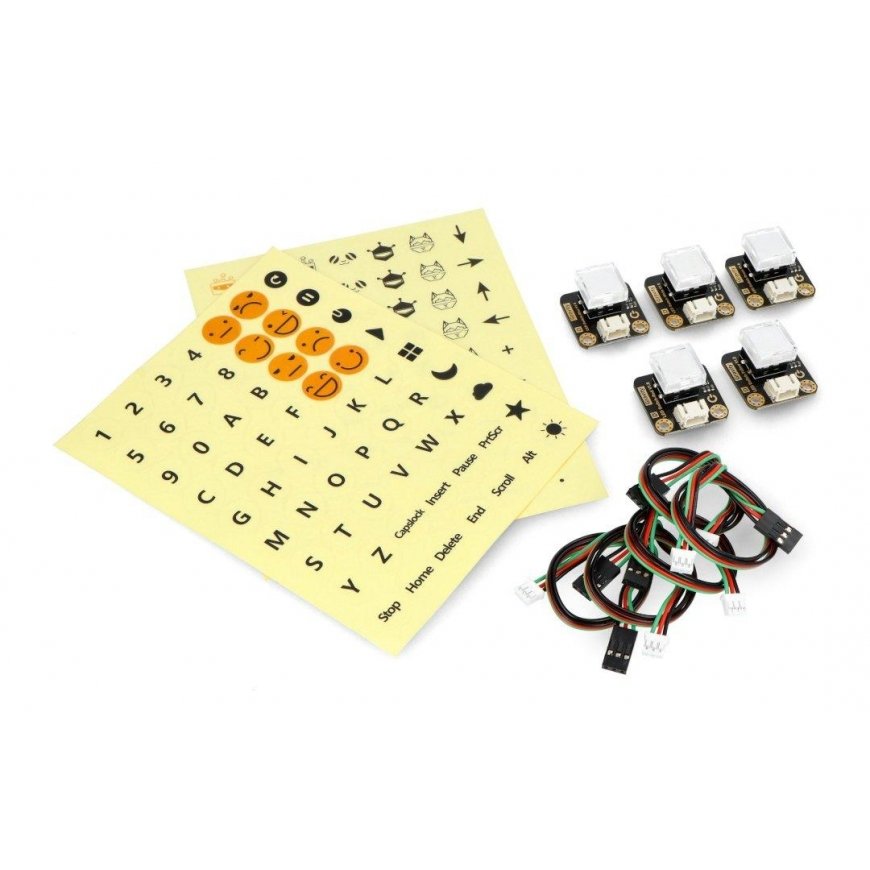 Gravity - LED Switch 5x - 5x LED Backlit Button Set - Assorted Colors - DFRobot DFR0789 – 3