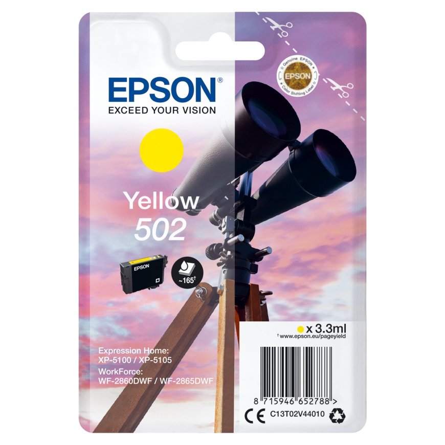 Epson 502 tindikassett 1 tk Originaal Standard Yield Kollane