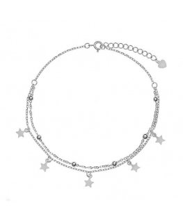 Again Jewelry Again Jewelry Silver anklet with stars AJNH0006