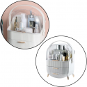 Lean Cosmetic organizer with opening lid, transparent, two drawers, white Lean Cosmetic organizer with opening lid, transparent, two drawers, white