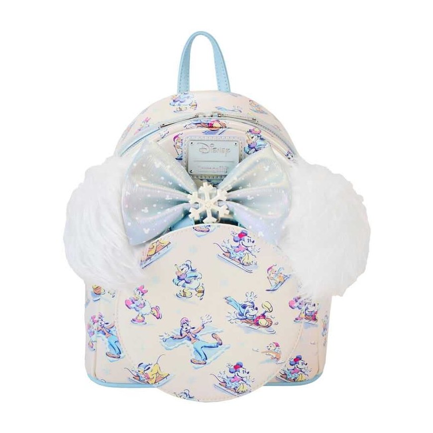 Loungefly Disney Mikki Hiiri ja ystävät Talven Ihmemaa reppu + pantasetti 26cm