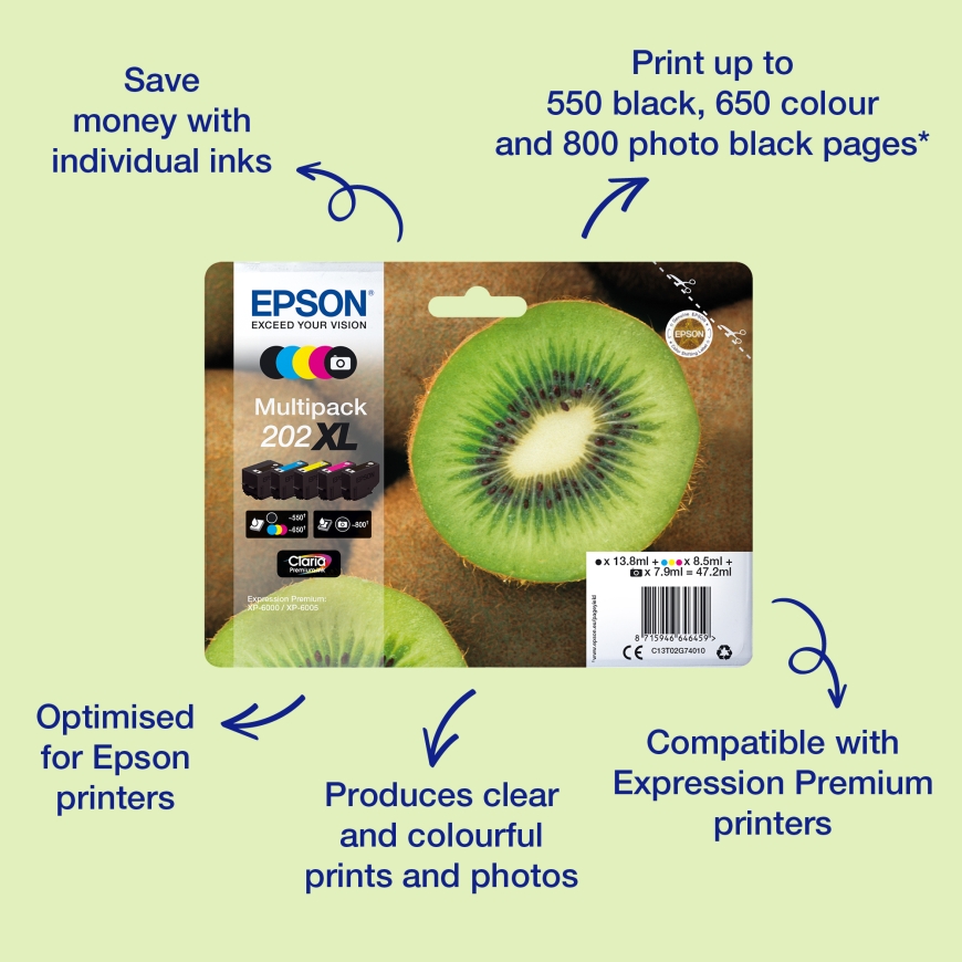 Epson Kiwi 202XL струйный картридж 1 шт Подлинный Высокая (XL) Желтый