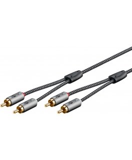 Goobay 65291 audio cable 0.5 m 2 x RCA Black, Silver