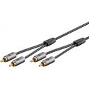 Goobay 65291 аудио кабель 0,5 m 2 x RCA Черный, Серебристый