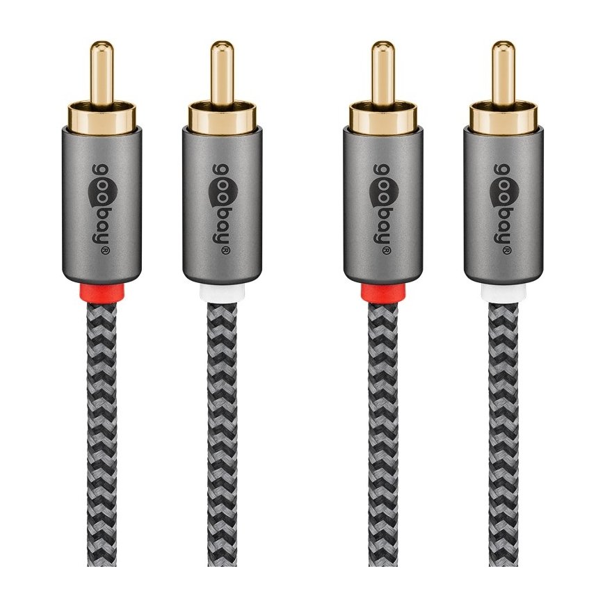 Goobay 65291 garso kabelis 0,5 m 2 x RCA Juoda, Sidabras – 2