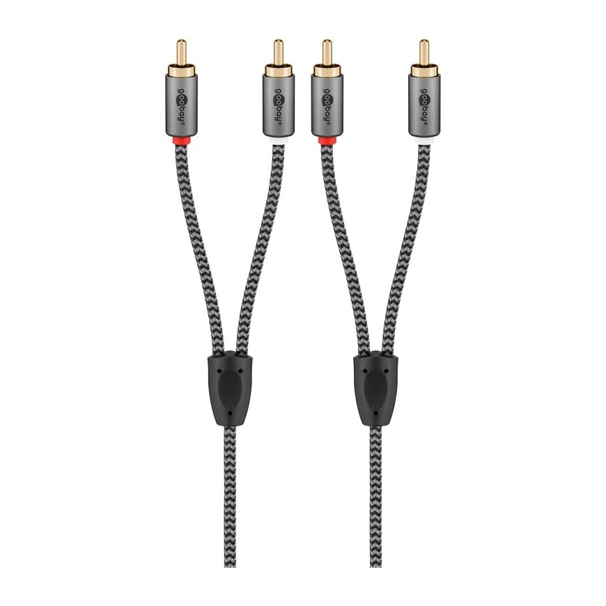 Goobay 65291 audio cable 0.5 m 2 x RCA Black, Silver – 3