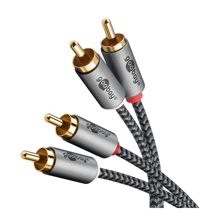 Goobay 65291 audiokaabel 0,5 m 2 x RCA Must, Hõbe – 4