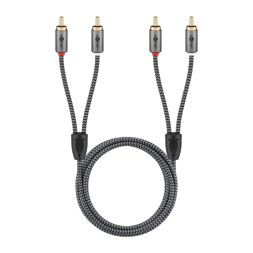 Goobay 65291 audio cable 0.5 m 2 x RCA Black, Silver – 5