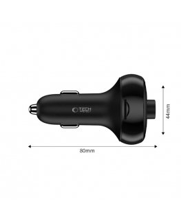 Tech-Protect CC06 3-port PD72W car charger with transmitter - bl