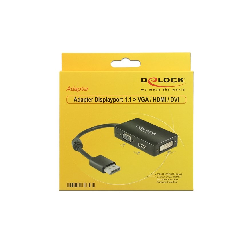 DeLOCK 0.16m DisplayPort/VGA+HDMI+DVI 0,16 m VGA (D-Sub)+ HDMI + DVI Черный – 2