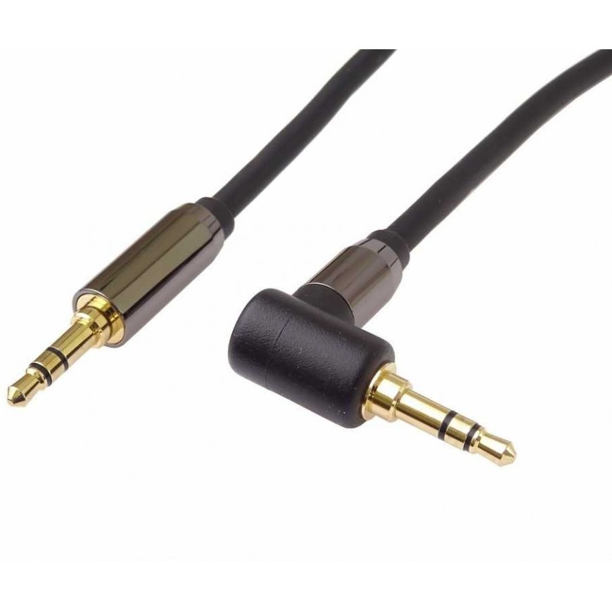 Premiumcord HQ shielded wired stereo jack 3.5 mm - jack 3.5 mm, angled 90° 3 m