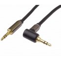 „Premiumcord HQ“ ekranuotas laidinis stereofoninis lizdas 3,5 mm - lizdas 3,5 mm, išlenktas 90° 3 m