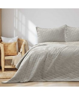 LAILA-päiväpeitto beige yksinkertainen glamour materiaali - tekstiilisametti, polyesteri 260x280 AmeliaHome