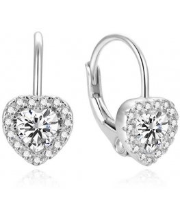 Beneto Delicate silver earrings heart shape AGUC2591DL