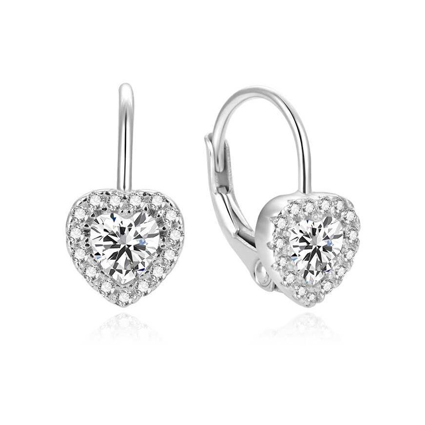 Beneto Delicate silver earrings heart shape AGUC2591DL