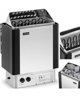 Uniprodo Sähkökiuas sisäänrakennetulla ohjauksella 8-12 m3 jopa 110C 400 V 8 kW hopeanmusta
