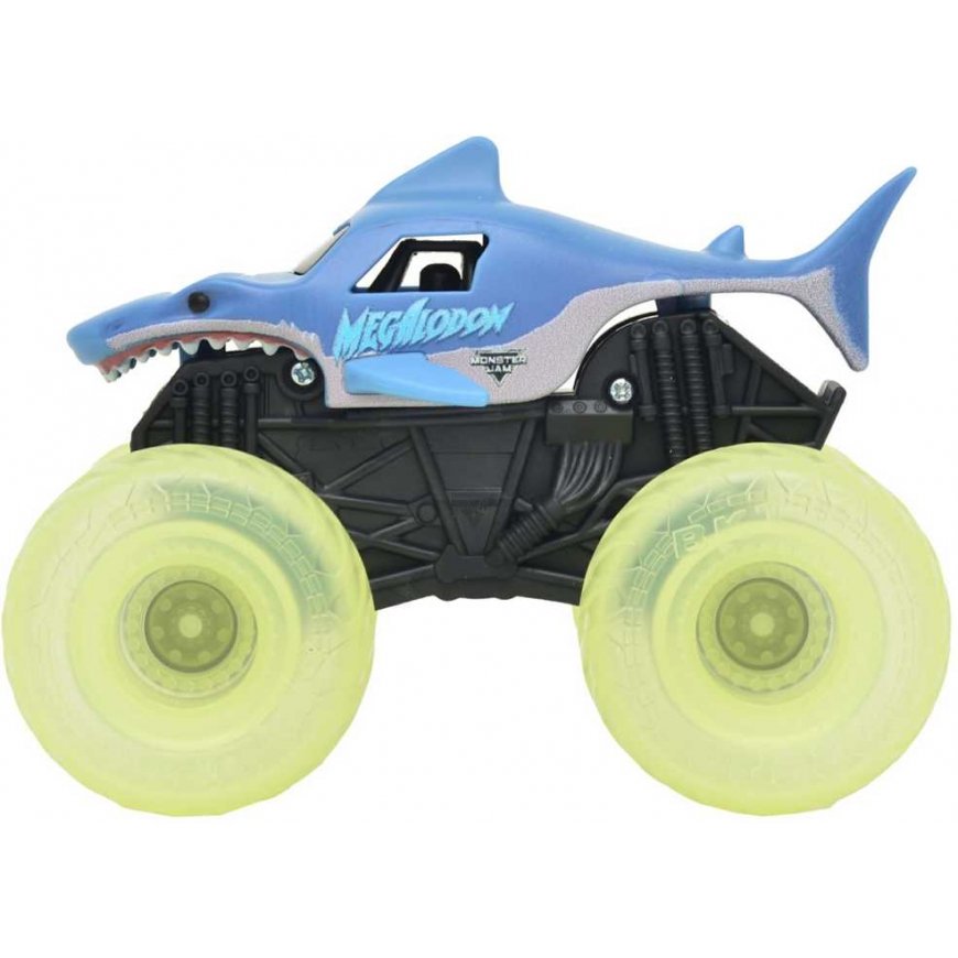 Monster Jam -ajoneuvo valaisevilla pyörillä 1:43 Megalodon – 2