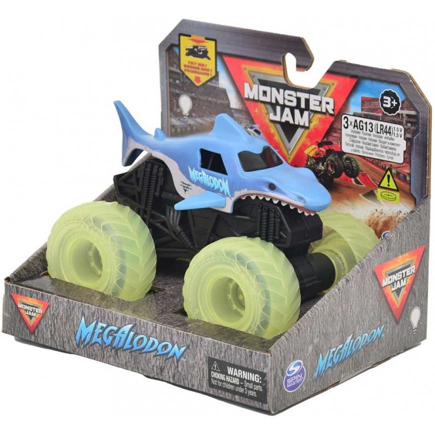 Monster Jam -ajoneuvo valaisevilla pyörillä 1:43 Megalodon – 4