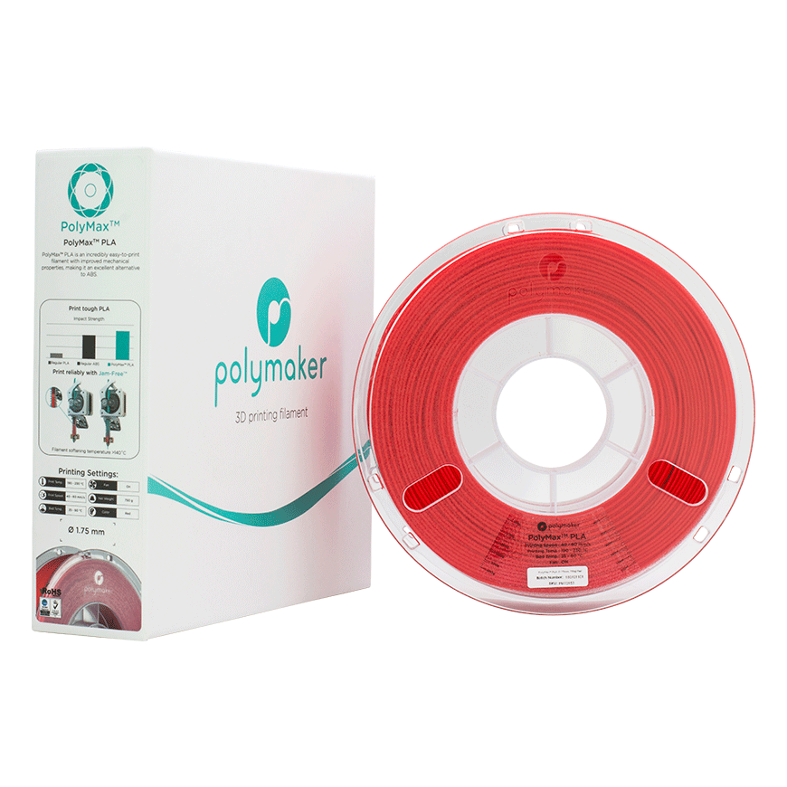 Polymaker PolyMax Tough PLA - 0.75kg - 1.75mm - Red – 3