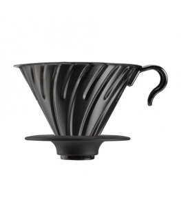 Hario V60-02 Metalinis lašintuvas su silikoniniu pagrindu - Juodas