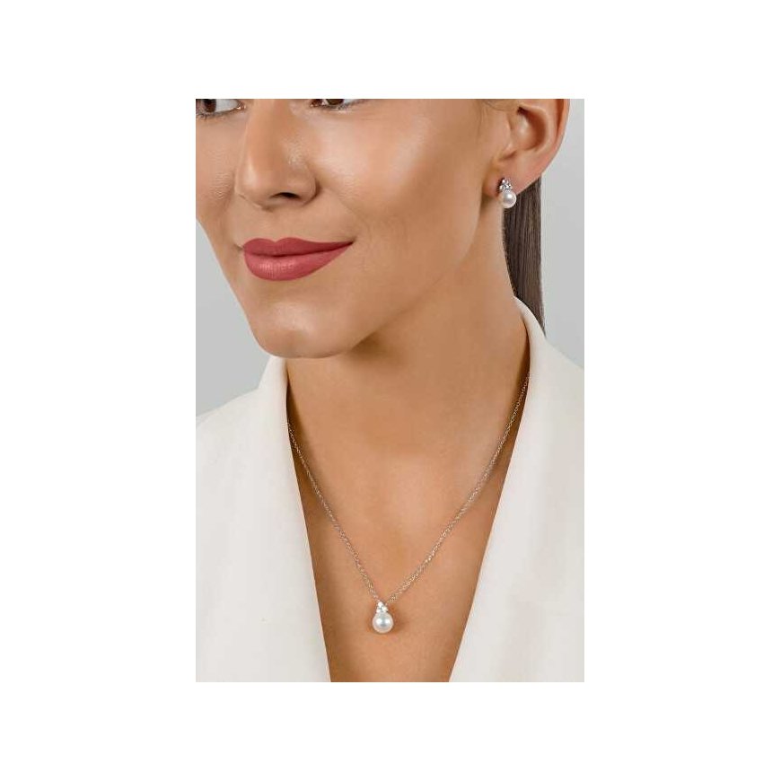 Brilio Silver Brilio Silver Timeless authentic pearl jewelry set SET228W (earrings, necklace) – 3