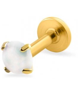 Troli Gold-plated labret with white synthetic opal