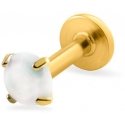 Troli Gold-plated labret with white synthetic opal