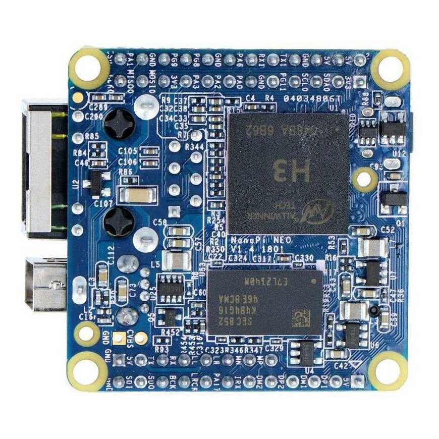 Friendlyarm NanoPi NEO v1.4 - Allwinner H3 keturių branduolių 1.2GHz + 512MB RAM - su jungtimis – 4