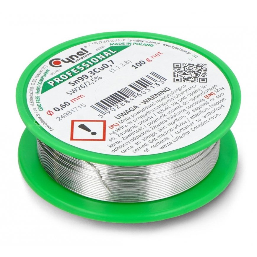 Lydmetalis Cynel LC99.3 SW26 100g/0.6mm - be švino – 2