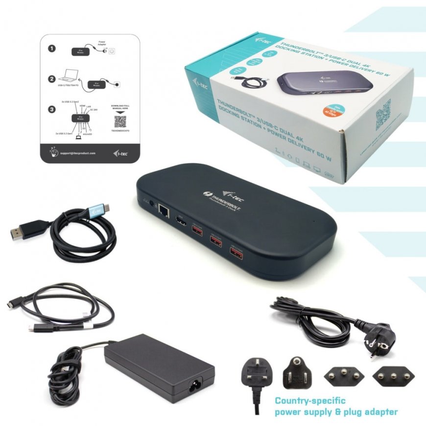 i-tec TB3HDMIDOCKPD dokstacija Vadu Thunderbolt 3 Melns – 4