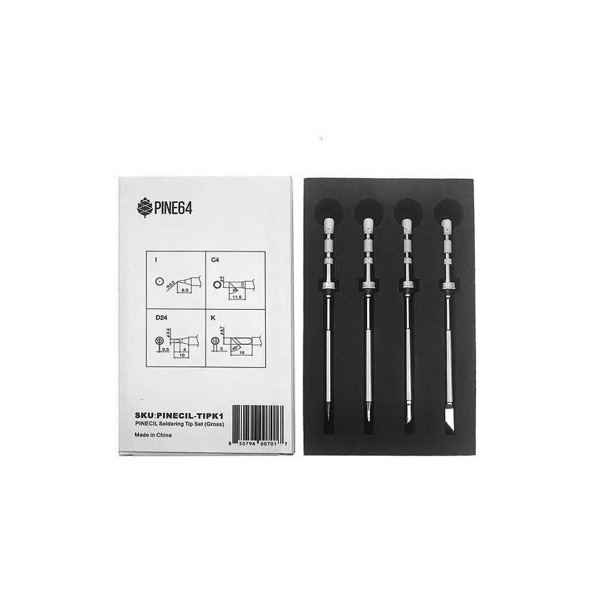 Set of 4 soldering iron tips for Pinecil soldering iron - Gross series type TS - Pine64 TIPK1 – 2
