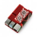 Justpi Raspberry Pi 4B alumiininen jäähdytin kahdella tuulettimella - punainen laatikko Justpi Raspberry Pi 4B alumiininen jäähdytin kahdella tuulettimella - punainen laatikko