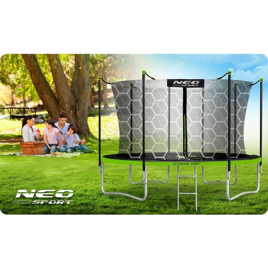 12 ft / 374 cm garden trampoline with inner net and Neo-Sport ladder – 4