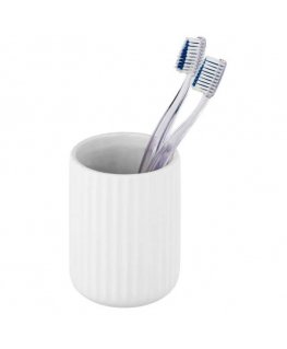 Toothbrush container BELLUNO, ceramic, white, Ø 8 cm, Wenko