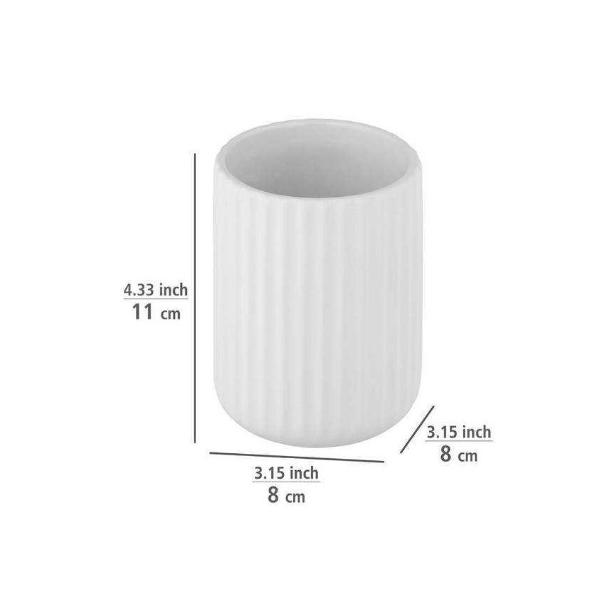 Toothbrush container BELLUNO, ceramic, white, Ø 8 cm, Wenko – 4