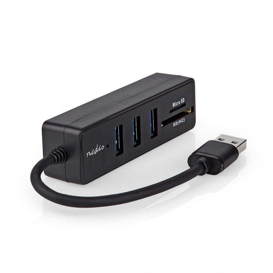 Nedis CCGB61250BK01 interfeisa centrmezgls USB 3.2 Gen 1 (3.1 Gen 1) Type-A 5000 Mbit/s Melns