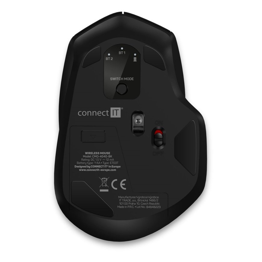 Connect IT CMO-4040-BK kompiuterio pelė Biuras Dešinės rankos RD belaidis ryšys + „Bluetooth“ Optini – 5