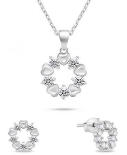 Brilio Silver Brilio Silver Delicate silver jewelry set with zircons SET239W (earrings, pendant)