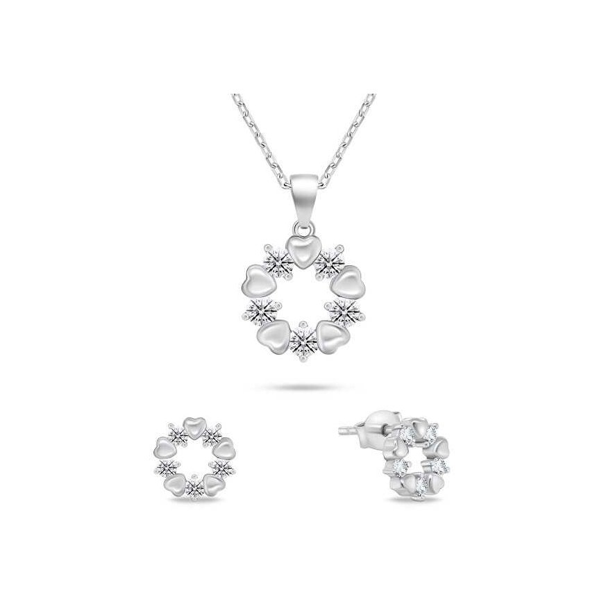 Brilio Silver Brilio Silver Delicate silver jewelry set with zircons SET239W (earrings, pendant)