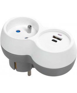 Orno Skirstytuvas 2P+Z, USB-A+C, baltai pilka