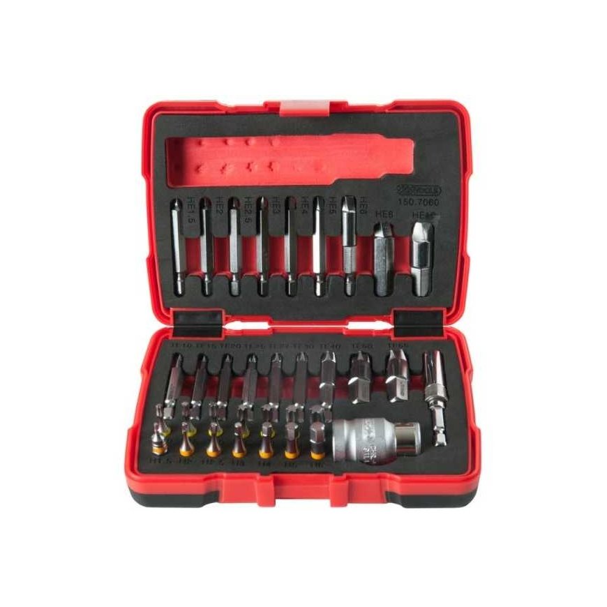 34 dalių sugadintų varžtų išsukiklių rinkinys KS TOOLS 1/4" 10mm – 2