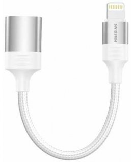 SWISSTEN TEXTILE OTG adapter Lightning (M) to USB-A (F) 0.13m white