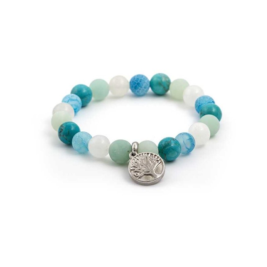 Agato Bead bracelet made of jadeite, howlite, agate and amazonite MINK46 / 17