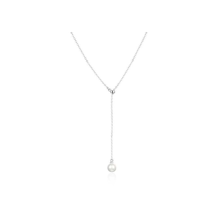 Agate Silver flexible necklace with real pearl AGT-N003W-P