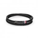 Tommy Hilfiger Black leather bracelet with steel clasp 2790552 Tommy Hilfiger Black leather bracelet with steel clasp 2790552
